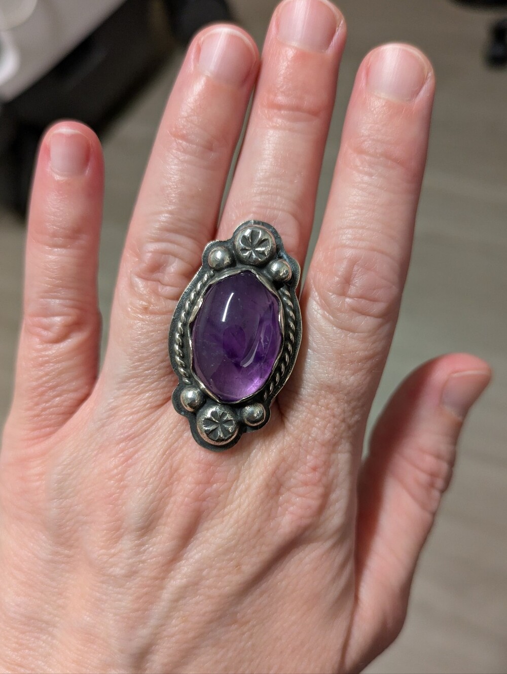 SALE! Native Made Silver Ingot Purple Amethyst Statement Ring Alchemist Arby